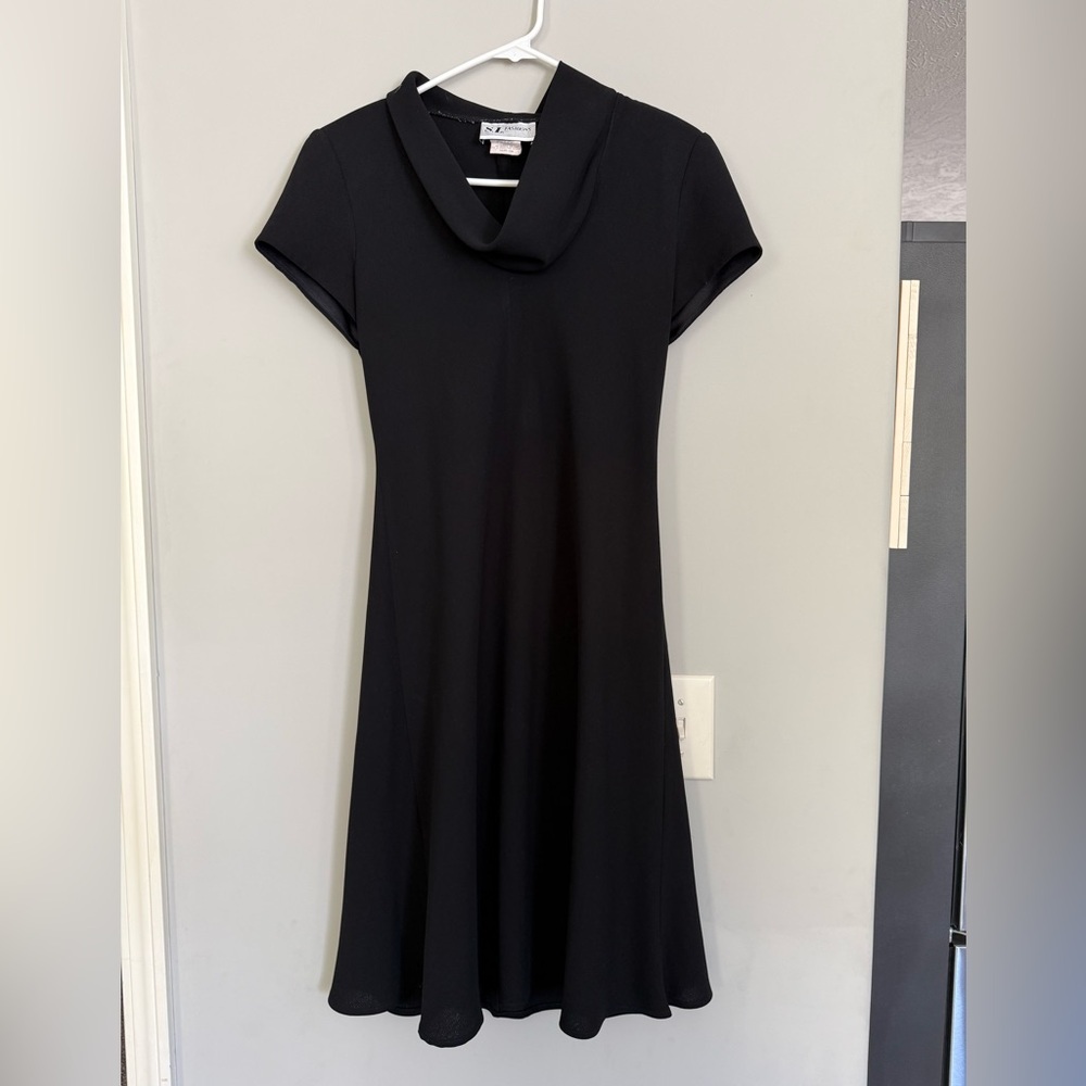 Vintage S.L. Fashions Black Cowl-Neck Midi Dress